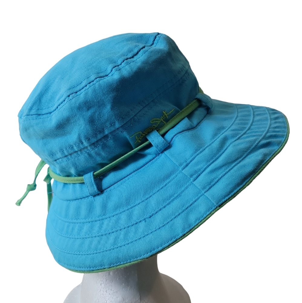 Panama Jack Blue Gardening Hat With Green Band. One Size Fits All - Picture 2 of 6